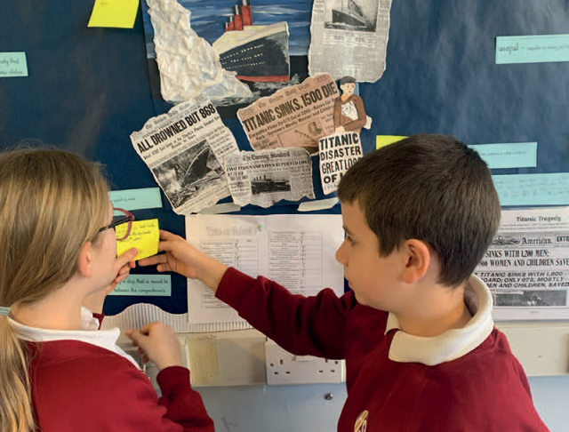 Primary classroom Titanic display